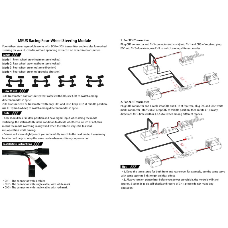 MEUS Racing 4WS Four-Wheel Steering Control Line Upgrades with Control