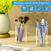 NIUBEE Clear Acrylic Pen Holder for Desk, Round Acrylic Pencil