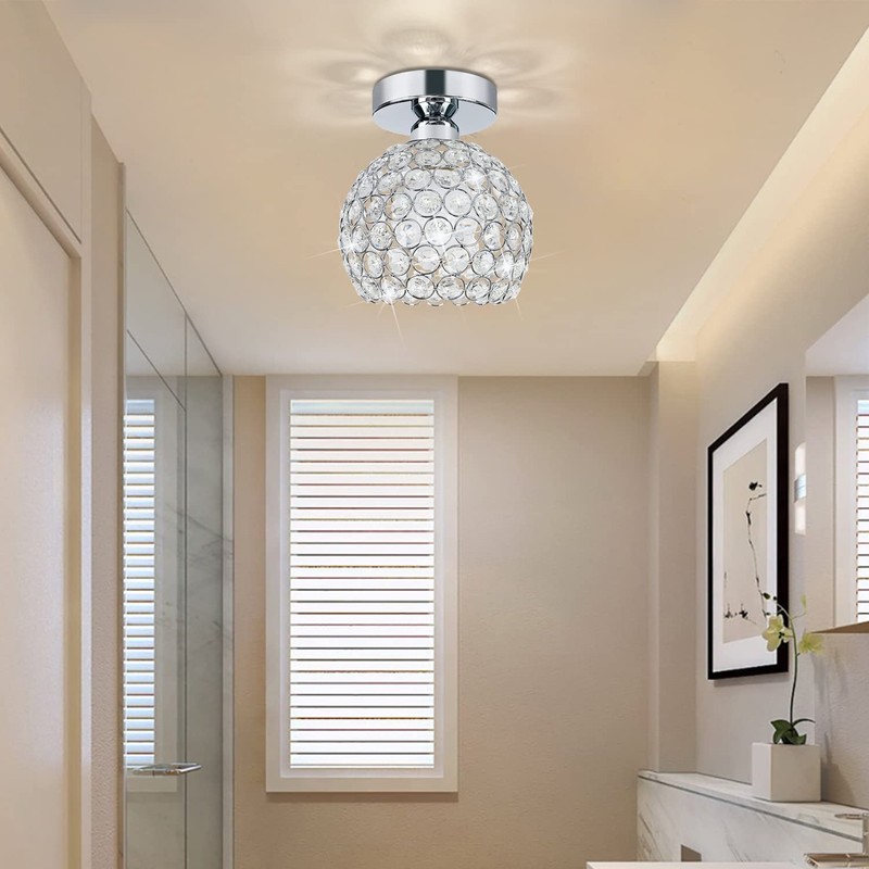 TISLYCO Small Chandelier for Hallway, Modern Semi Flush Mount Light