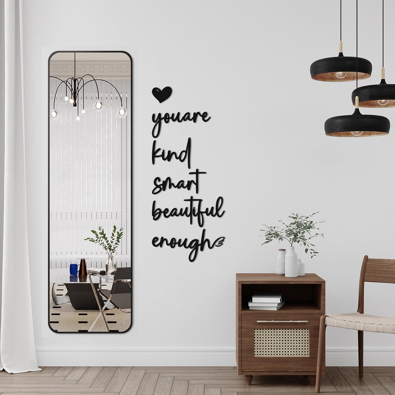 Matte Black Inspirational Quote Metal Wall Art, Self-Love Womens Home