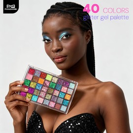 FANDAMEI Face Glitter Rhinestones Kit, 40 Colors Gel Palette, 2 Boxes Rhinestones for Face Nail Clear&Colorful, 1 Box Pearl Gems with Makeup Glue. Glitter for Women Girls Kids Makeup