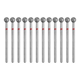 HARFINGTON 12pcs 200-230 Grits Diamond Grinding Bit 5mm Ball Head 2.35mm Shank 5mm Length Stone Sanding Drill Bits Rotary Tool for Ceramic Glass Nails Grinding Polishing