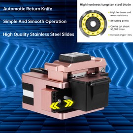 Duogalia - Optical Fiber Cleaver Stripping Cutter Tool X2 Cleaves High Precision Fiber Optic Cleaver Optical Fiber Cable Cutting Tool with Bag(Rose Gold)