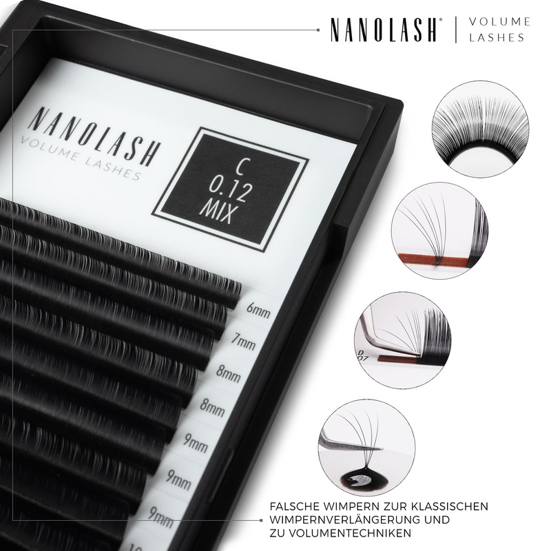 Nanolash Eyelash Extensions for Volume Technique, Eyelashes for Professional Extension