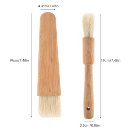 Fdit Wooden Barbecuing Brush Oil Basting Baking Brush Oil Sauce Butter Kitchen Tool(Round Handle)