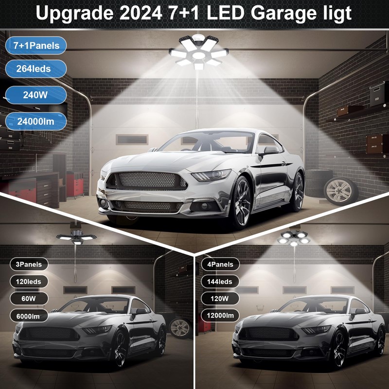 AUDLES 1 Pack LED Garage Light, 240W 24000LM 6500K LED