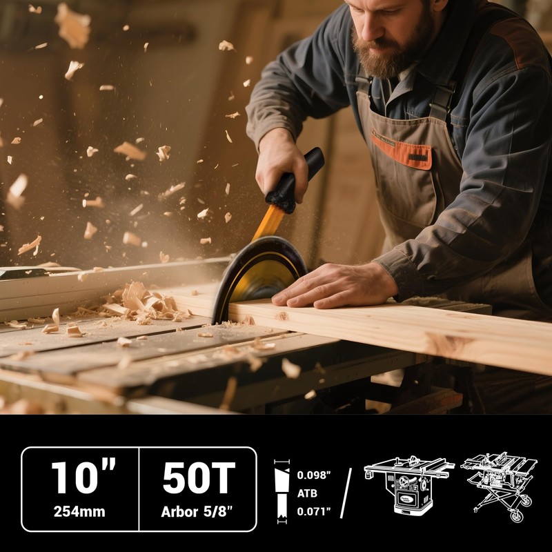 Hardwin 10-Inch 50-Teeth ATB Circular Saw Blade with 5/8 Inch