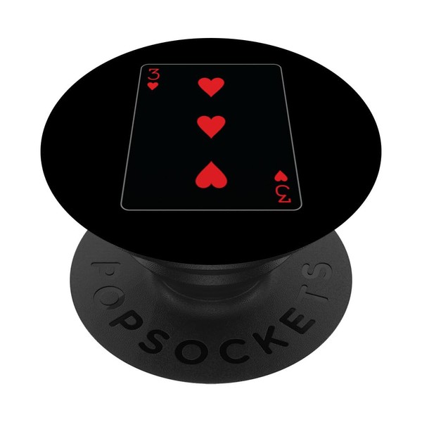 Three of Hearts Playing Card PopSockets Adhesive PopGrip