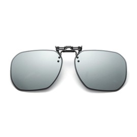 Long Keeper Polarised Clip on Sunglasses for Men Women Rimless Square Sunglasses Clip On Glasses Anti Glare Fishing Driving Flip Up Shades UV400