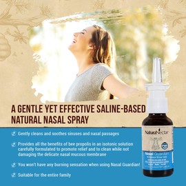 NaturaNectar Propolis Exclusive Saline Nasal Guardian Spray | Sinus Rinse & Relief - Brazilian Propolis | Gentle & No Burning Sensation | Pure Ingredients | Ethical Beekeeping | 1 Fl Ounce -3-Pack