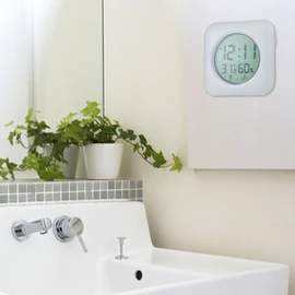 Waterproof Watch, Digital Thermometer/Hygrometer, Waterproof Clock, Bathroom Clock, Large Screen, Wall Mounted, Desk Clock, Suction Clock, Japanese Simple Instruction Manual Included, White