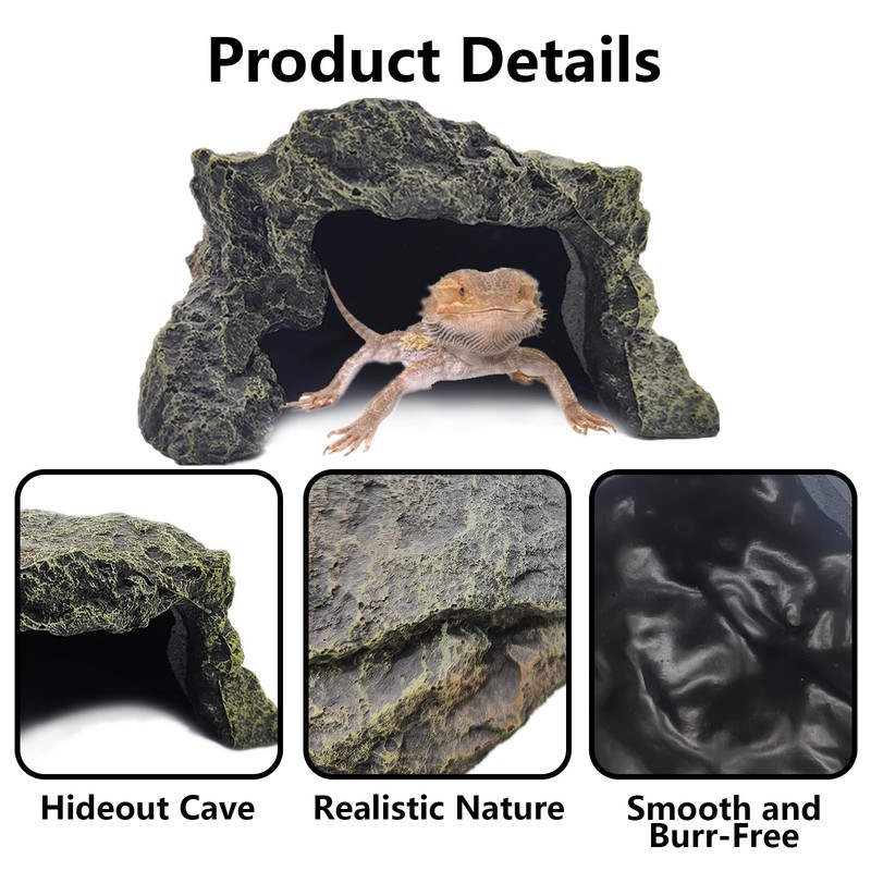 BNOSDM Reptile Hideout Rock,Tortoise Hide Cave,Resin Rock,Lizards Hideaway,Turtle Basking Platform,Reptiles