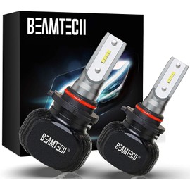 BEAMTECH 9005/HB3 Bulbs, S1 Series Fanless Fog Light 300% Brighter 6500K Xenon White, 2 Bulbs