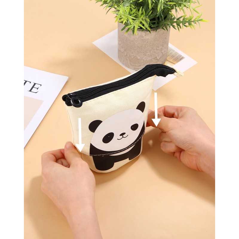 Xespis Pencil Case with Zip, Telescopic Pencil Case, panda, pencil