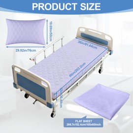 Lounsweer 3 Piece Hospital Bed Sheet Set, Purple Waterproof Bed Sheet Set, Incontinence Protection for Home and Hospital Use, Include 1 Fitted 36" x 80" x 12" 1 Flat and 1 Pillowcase
