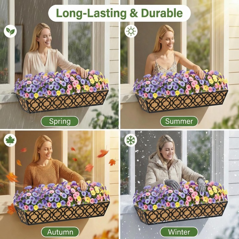 Y&M 4pcs 30" Horse Trough Window Boxes with Coconut Coir