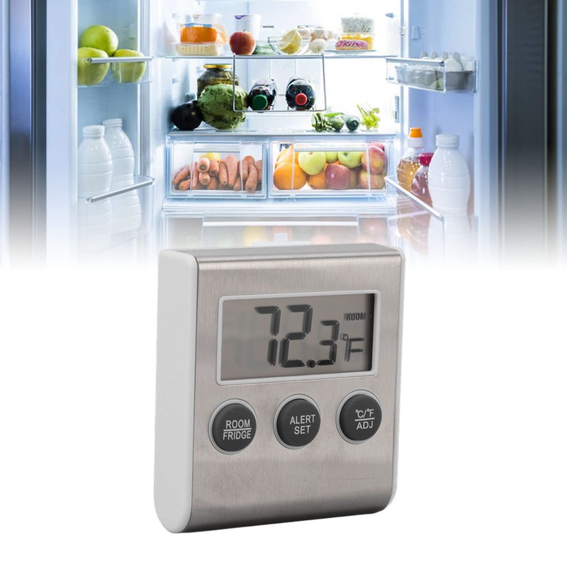 Digital Fridge Thermometer with Alarm and Memory, Small Freezer Thermometer