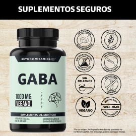 Beyond Vitamins  Gaba 1000 Mg, Con Cpsulas De Tecnologa Vegana - Suplementos Gym - Sin Rellenos - Estrs - Relajante - Vitaminas Mujer  Hombre - 60... 