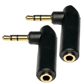 CESS 3.5mm TRS Stereo Right Angle Adapter - Gold-Plated Male Tip, Matte Plastic Female Housing, 2-Pack for Audio Devices and Headphones