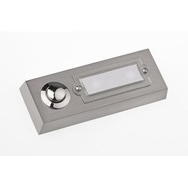 HUBER Surface-Mounted Bell Push Button 1 Compartment Made of Metal - Doorbell Push with Name Plate - Front Door Blade Surface-Mounted I Button Made of Chrome-Plated Brass - Bell Front Door 1 Gang