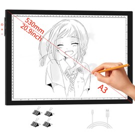 WELZK Light Board A3, 16.6×12.6inchs Light Pad, Side Button Design, 9 Levels/Stepless Dimming, Light Box Widely for Tracing, Weeding Vinyl, Diamond Painting etc.