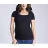 Motherhood Maternity Women's Square Neck Rib Knit Short Sleeve Pregnancy