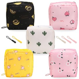 5 Pcs Sanitary Napkin Storage Bag, Portable Reusable Period Bag with Charm, Sanitary Period Pouch with Zipper Nursing Pads Storage Pouch Makeup Pouch Small Coin Purse for Women