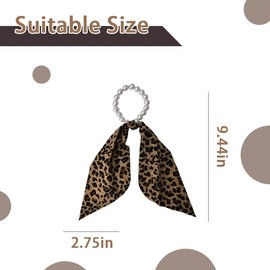 Leopard Hair Scarf Scrunchies for Women Leopard Print Hair Ties with Ribbons for Women Elastic Pearl Ponytail Holders for Thin Thick Hair Bands for Women's Hair No Slip Hair Scrunchies Animal Print