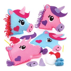 Baker Ross Unicorn Cushion Sewing Kits, Felt Craft Kits for Kids Sewing and Decorating, Pack of 2