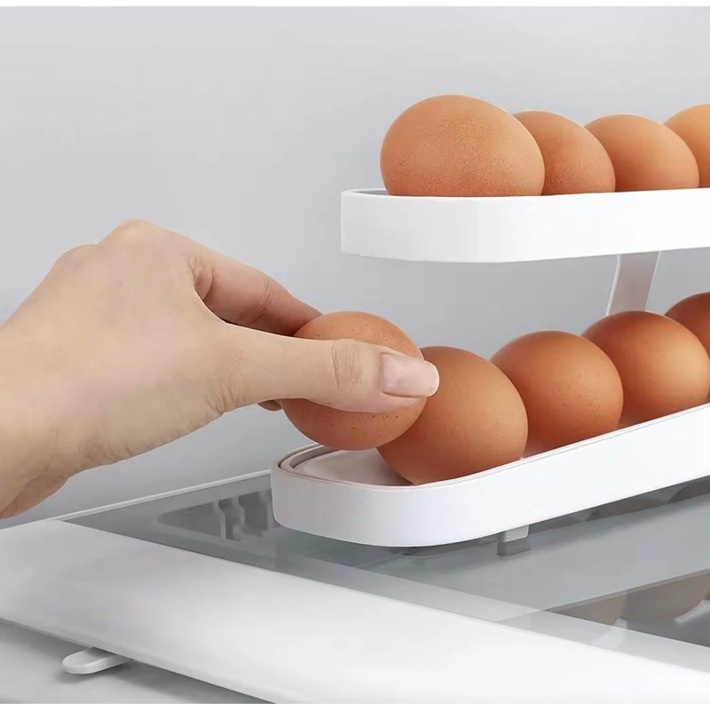 I Neat Egg Dispenser, Two Tier Rolling Eggs Holder for