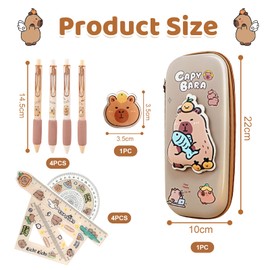 Mrltau Anti-Stress Capybara Pencil Case with 4 pcs cute capybara pens capybara things capybara school supplies, Capybara Gift, Capybara Pencil Case Aesthetic, Cute Pencil Case