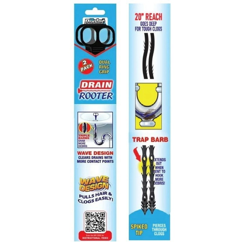 (6 pack) Dr. Rooter 20" Drain Snake with 46 Trap