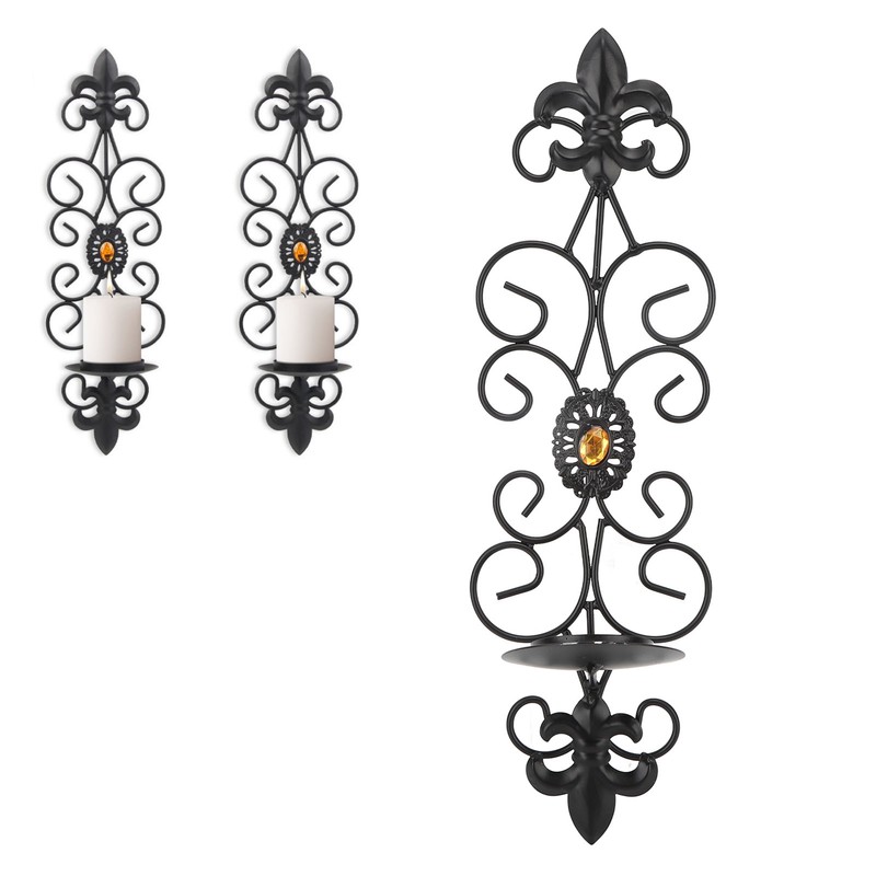 Wall Candle Holders Retro Diamond Encrusted Candlestick for Living Room