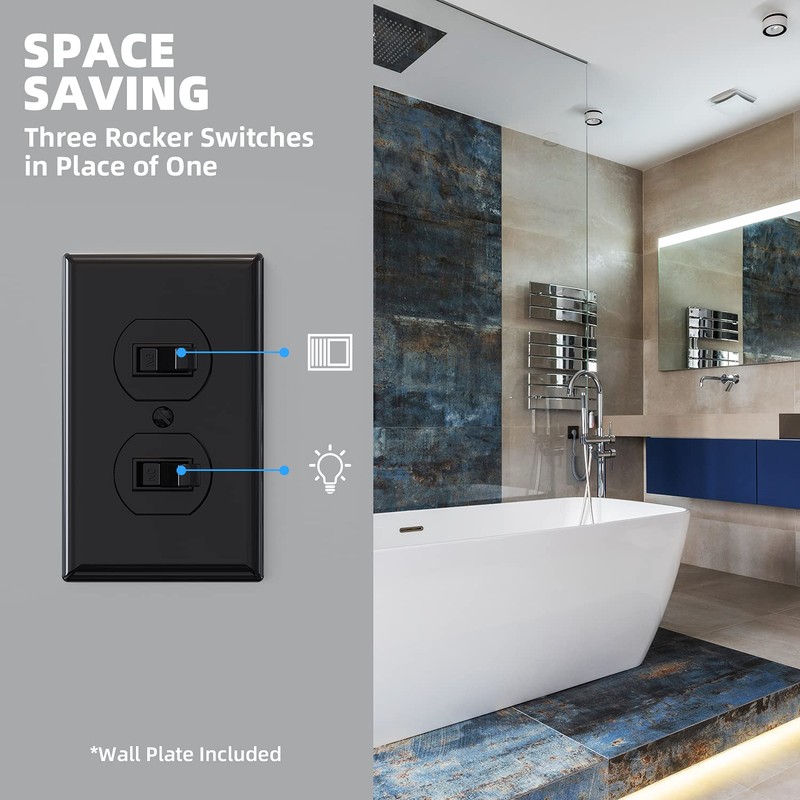 ELEGRP Double Toggle Light Switch - Two Single Pole Dual