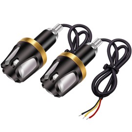 Aoling Handlebar End Turn Signal LED for Motorcycle Grip End, LED Turn Signal 12V, Yellow & White 2-Color Emission, Custom Parts, Waterproof, Energy-Saving, 30000 Hours, Set of 2