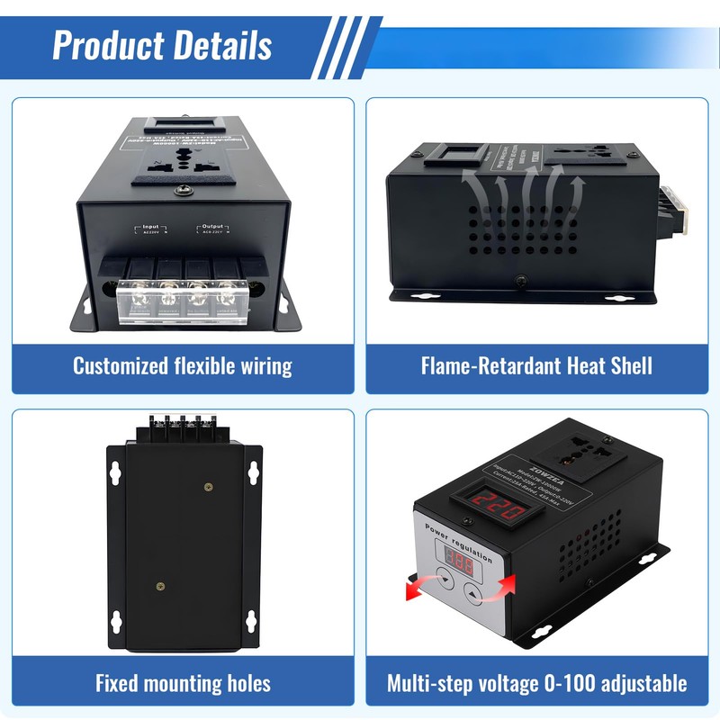 ZOWZEA 10000W Variable Speed Controller SCR Voltage Controller Fit for