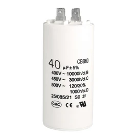 uxcell CBB60 Run Capacitor 40uF 450V AC Double Insert 50/60Hz Cylinder 94x45mm White for Air Compressor Water Pump Motor