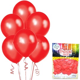 SHATCHI Metallic Colour Pearlized 12" Helium Quality Latex Balloons Birthday Wedding Anniversary Christening Christmas Communion Party Decoration Baloon, Red, 100pcs
