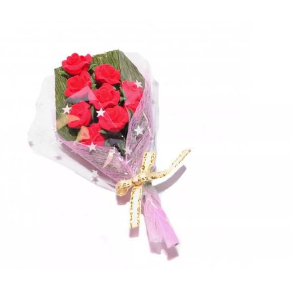 MW Miniature Bouquet of Red Roses, 10 Dollhouse Roses Tied