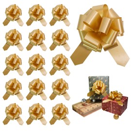 6 PCS Pull Bows 6 Inch Golden Bows for Gift Wrapping Wedding Basket Decorated Car Bow Birthday Party Christmas Gift as Well as Valentine's Day Gift Decorations