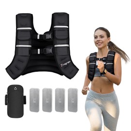 Fragraim Adjustable Weighted Vest for Women Men, 14-18lb Weight Vest with 4 Removable Iron Weights, Phone Holder and Back Pocket, Vest for Walking,Strength Training, Running - Black