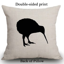 Smooffly Kiwi Bird Cushion Cover - Decorative Pillow - Kiwi Pillow - New Zealand National Symbol Print Cushion - Bird Throw Pillow 18 x 18 inches 45X45CM
