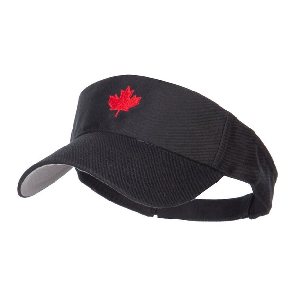 Canada Maple Leaf Embroiderd Sports Visor - Black OSFM