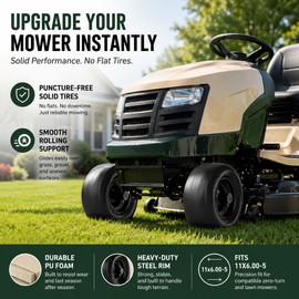 11x6.00-5 Lawn Mower Tires 2-Pack for Front Wheels – Puncture-Free Solid Tires with Bearings