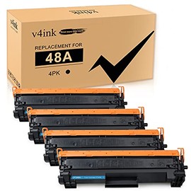 V4INK 4PK Compatible 48A Toner Cartridge Replacement for HP 48A CF248A Toner Cartridge Black Ink for use in HP Pro M15w M15a M16w M16a MFP M29w M29a M28w M28a Printer