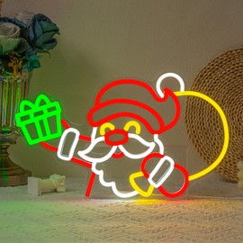 Santa Claus Neon Sign Christmas Neon Light for Wall Decor Christmas Gift Led Neon Sign Colorful Led Neon Light Christmas Time Neon Signs for Christmas Kids Room Cafe Bar Bedroom Decoration