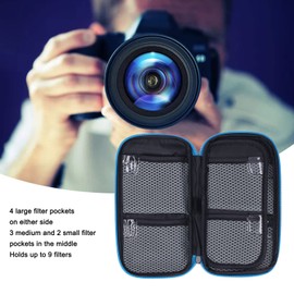 Asixxsix Filter Bag with 9 Compartments, Professional Photography Filter Bag, Supports Filters from 30 mm to 82 mm, 1.18 to 3.23 Inch, Multi-Purpose Filter Holder with Strap for Filters, Default,