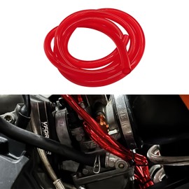 HQRNYP Colorful Fuel Line Hose Tube, Motorcycle Fuel Line, 0.2" ID x 0.31"OD 3.2 Ft Flexible Rubber Petrol Gas Oil Tube Pipe, Soft Vacuum Tubing Hose Replacement for Most Motorcycle Bike ATV (Red)