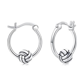 StoryMidir 925 Sterling Silver Volleyball Hoop Earring - Hypoallergenic Sports Jewelry Gift for Women