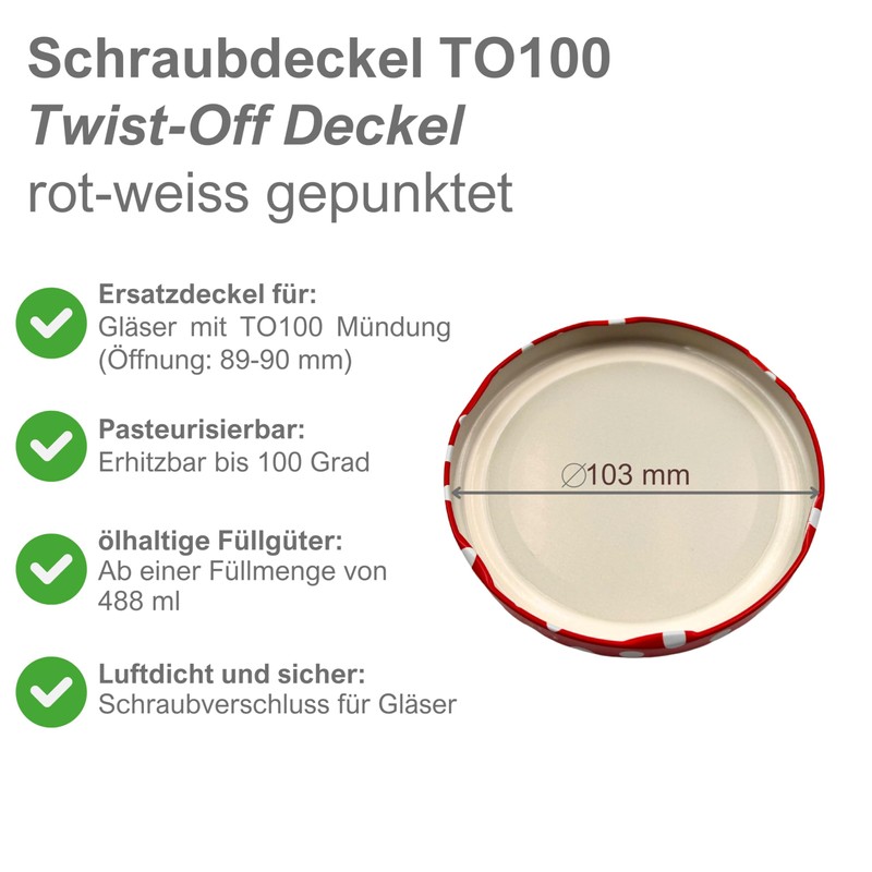Devitre Twist-Off Lid 100 mm TO100 | 6 Replacement Lids